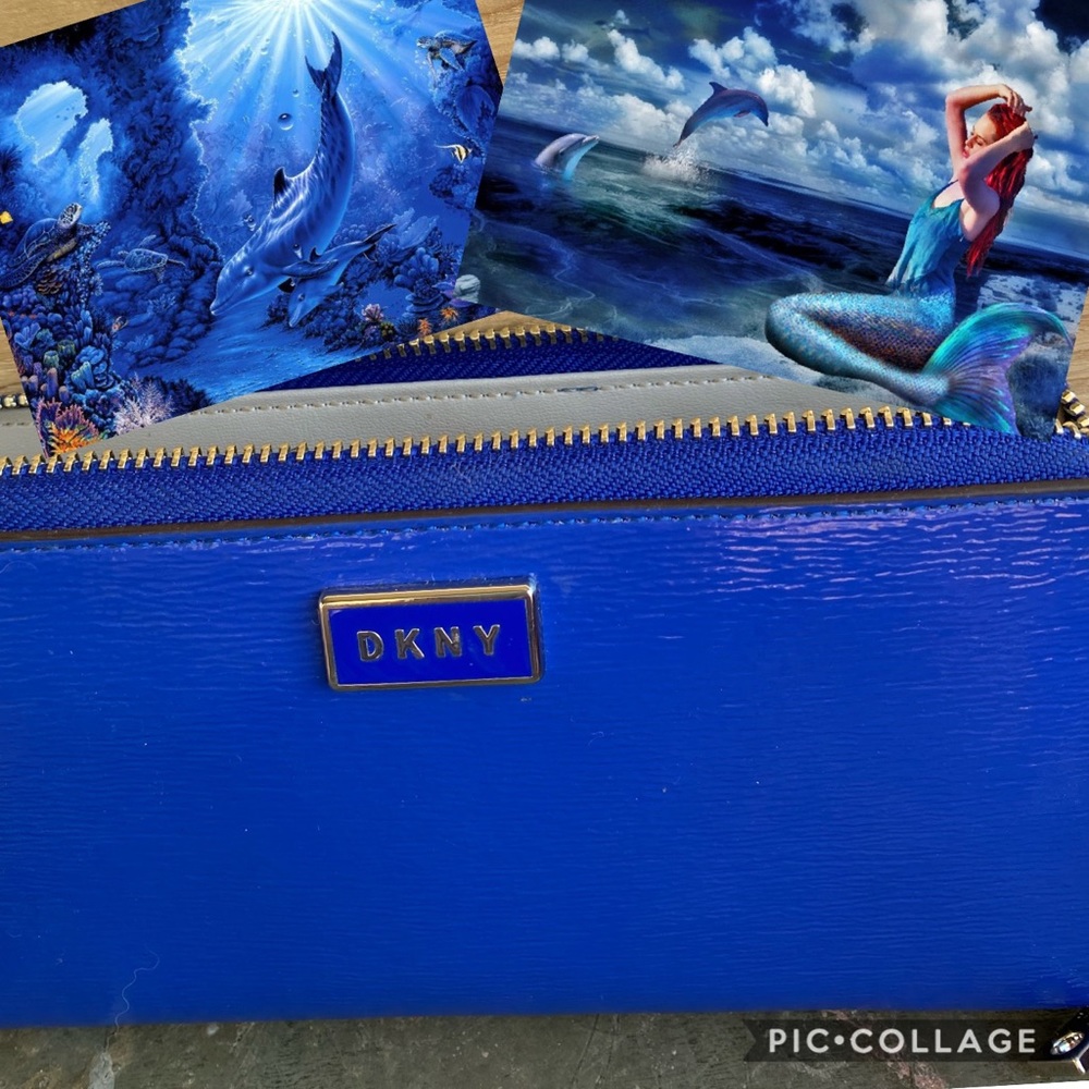 DKNY Cobalt Wet Look Wallet